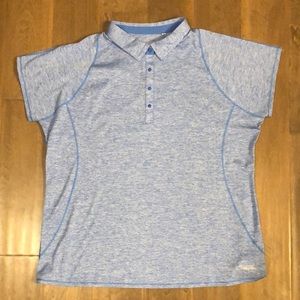 Annika Cutter & Buck golf shirt top 50 UPF+ XXL blue heather snap front closure